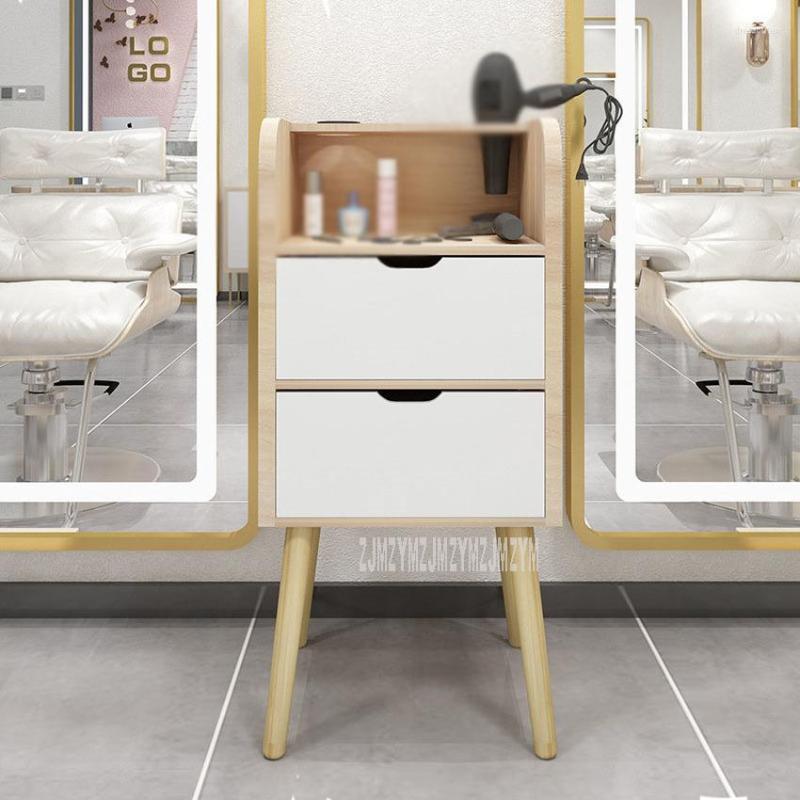 Hooks Simple Hair Salon Cabinet med 2 Big Drawer för Shop Beauty Mirror Side Solid Wood Ben Air Blower Tools Storage2720