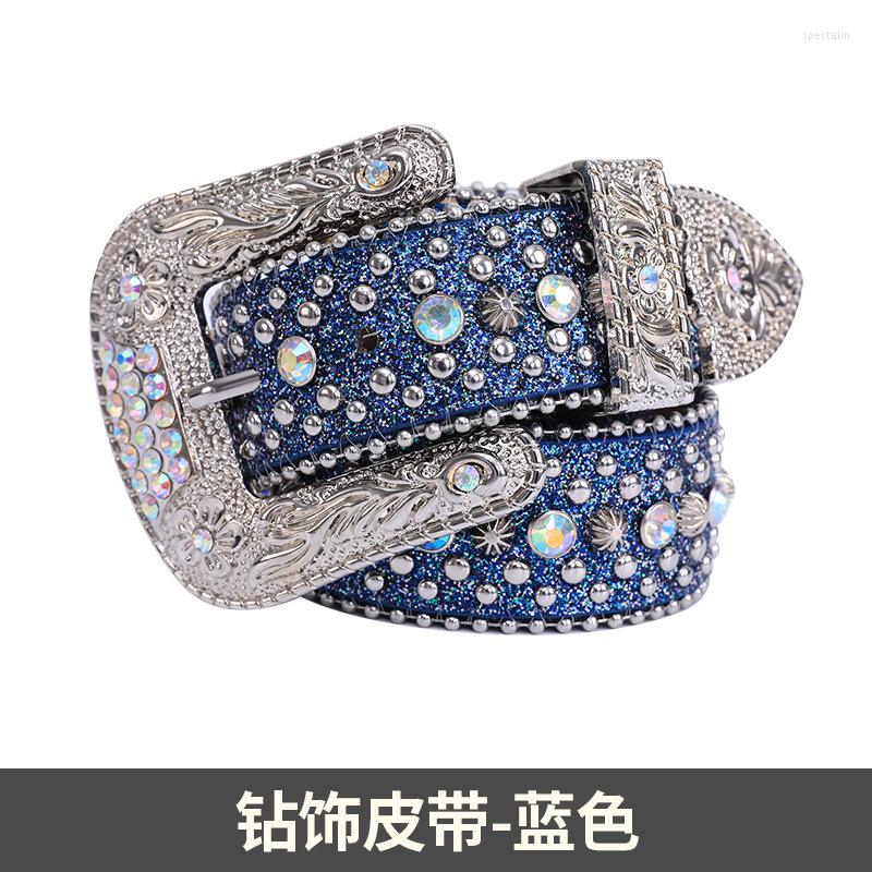 Ceintures bisondenim Western Rimestone Fashion Casual Luxury Strap Diamond Cowgirl Cowboy Bling Crystal Cinturones Para Hombre332d