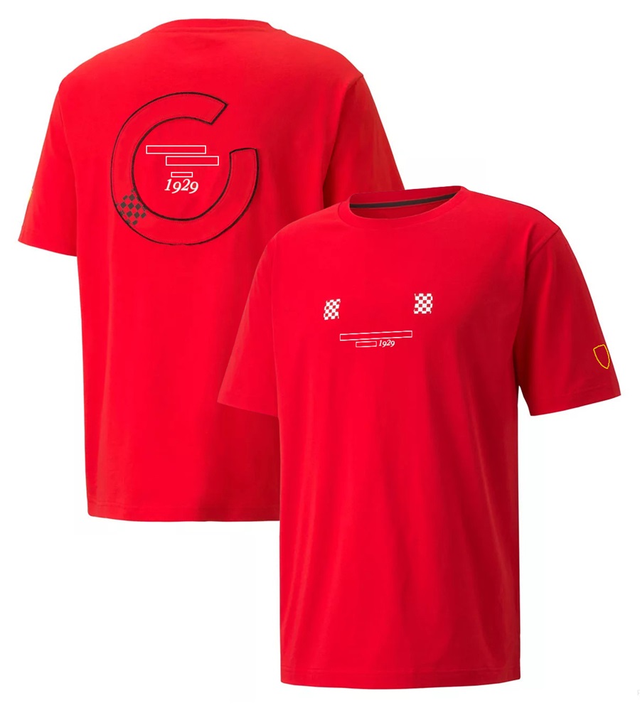 F1 T-shirt Formule 1 Team 1929 T-shirts commémoratifs Fans de course Mode décontractée O Cou Manches courtes Été Hommes Grande taille T-shirt rouge