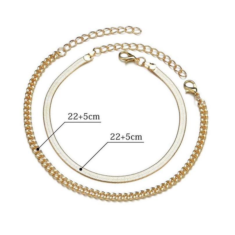 Anklets Fashion Bohemian Gold Snake Link Chain High Quality Punk Ankle Bracelet Women Girl Summer Jewelry Accessoriesanklets Kirk22 Dhxnu