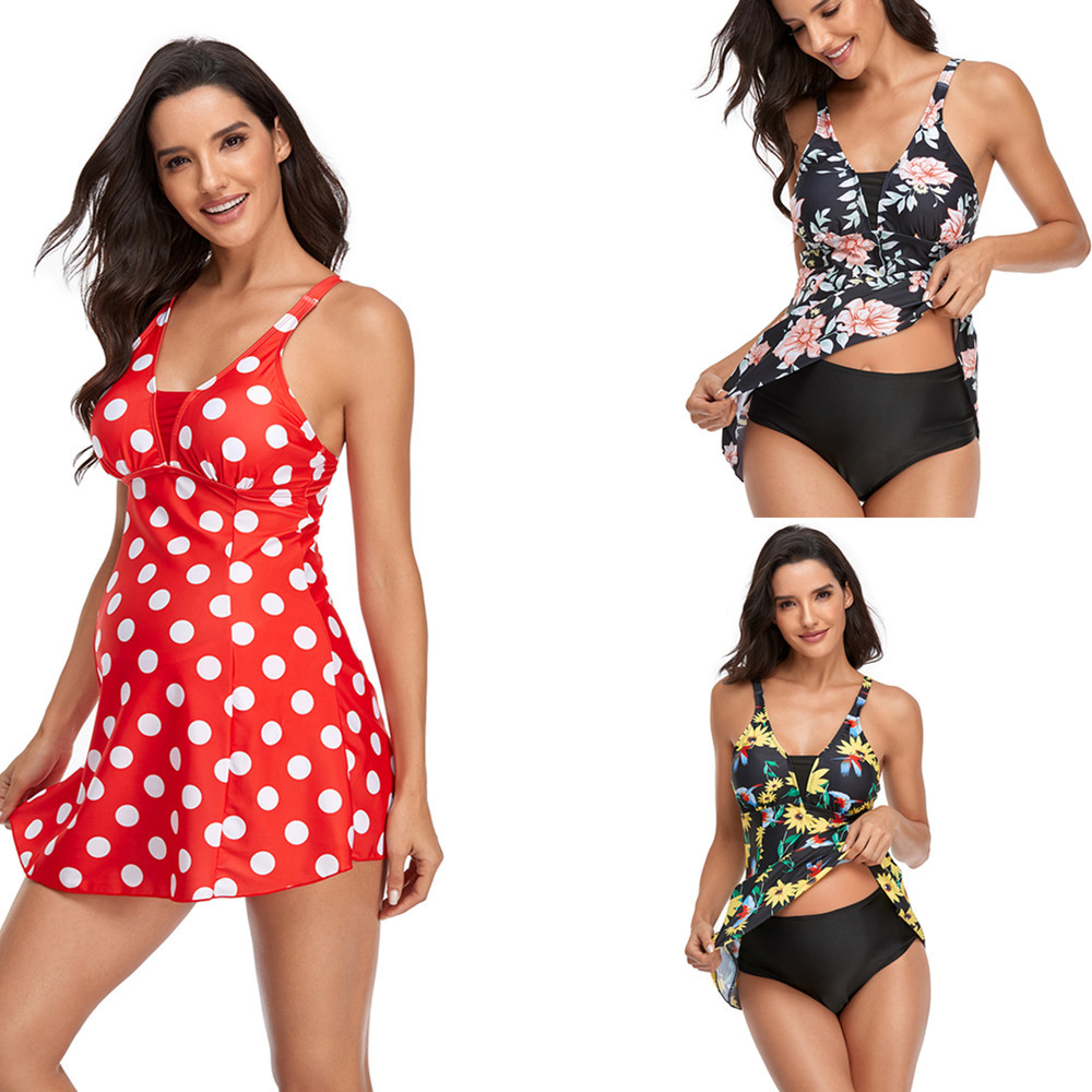 Maternity Swimwear Pregnancy Women Clothes Floral Print Swimsuits Top Shorts Swimwear Tankini Sets Halter Padded Bathig Suit