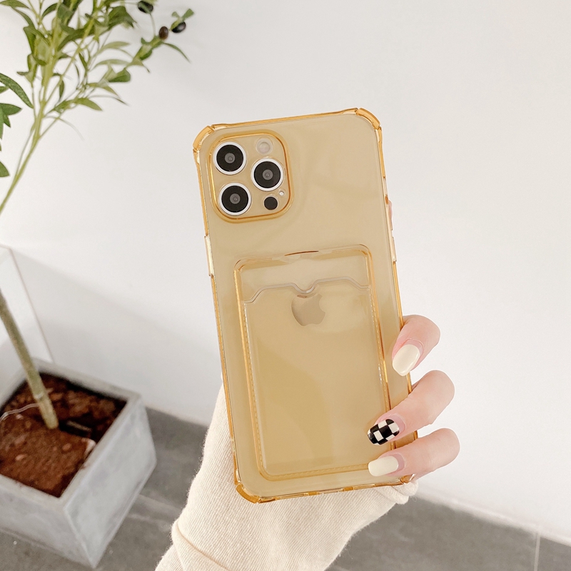 Shockproof Transparent Credit Card Slot Phone Cases For iPhone 14 13 12 11 Pro Xs Max Xr X 7 8 Plus Soft Tpu Back Cover