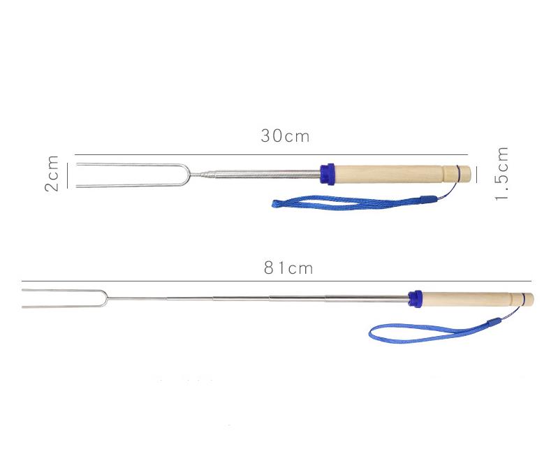 Utdragbara marshmallow rostning pinnar bbq verktyg rostfritt st￥l indragbar grillgaffel smores spett majsh￥llare f￶r camping/b￥l eldstad Sn4775