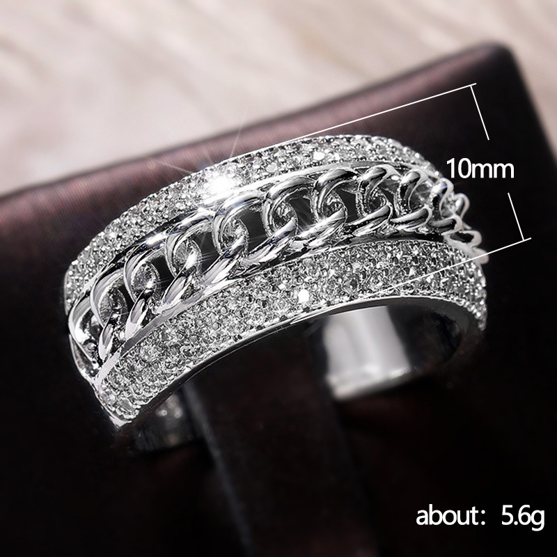 Vecalon chain ring Women Men Jewelry Simulated diamond Cz 925 Sterling Silver lover Engagement wedding Band ring