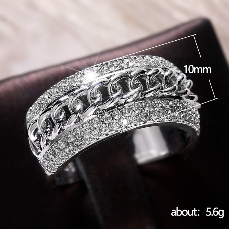 Vecalon chaîne anneau femmes hommes bijoux 120 pièces diamant simulé Cz 925 en argent Sterling amant fiançailles bague de mariage ring258m