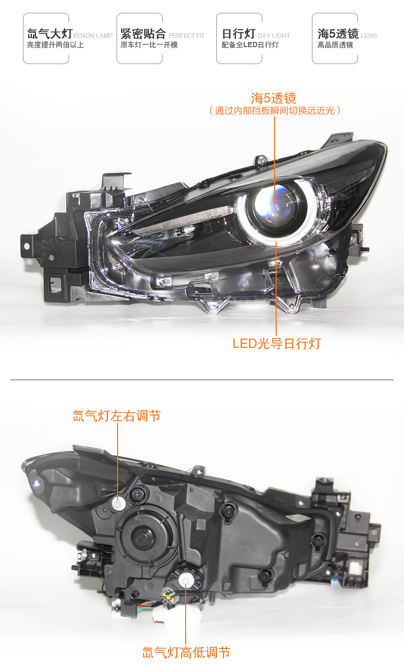 カーヘッドライトアセンブリダイナミックストリーマーターンシグナルインジケーターマツダ3のaxela LEDヘッドライトDRLフロントランプの照明アクセサリ