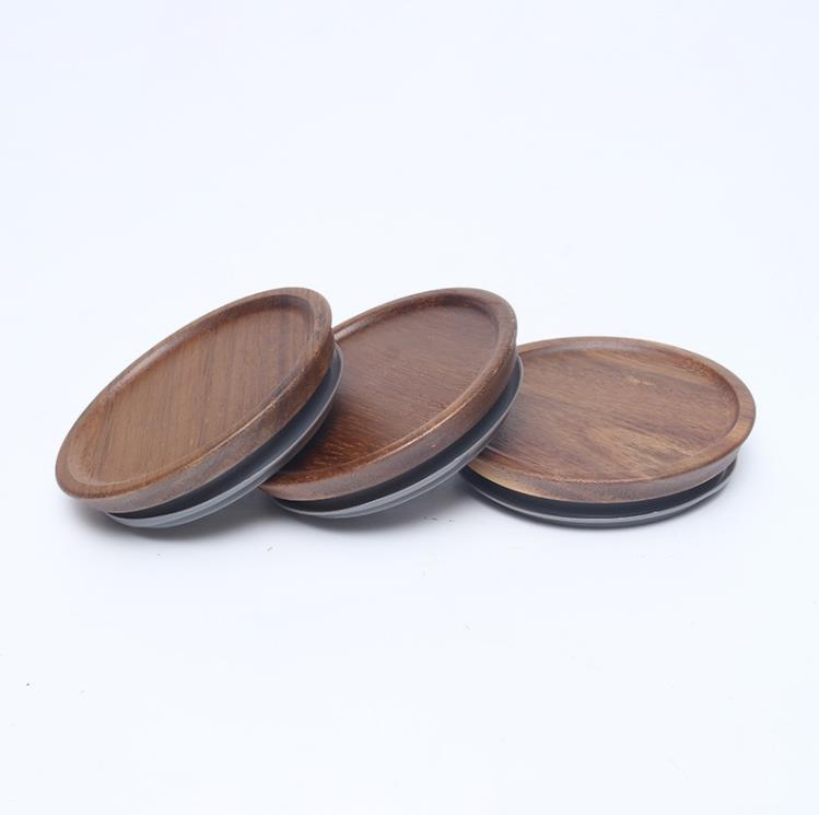 Natural Wooden Beverage Drinkware Lid 70mm 90mm Environment Friendly Round Bottle Cap Jar Bamboo Lids SN4774