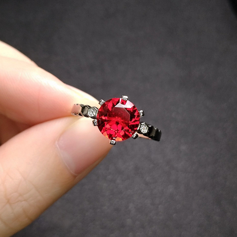 Filles classique imitation rubis plaqué or bague de mariage style européen et américain femmes cristal rouge ziircon diamant fête bijoux étudiants cadeau réglable