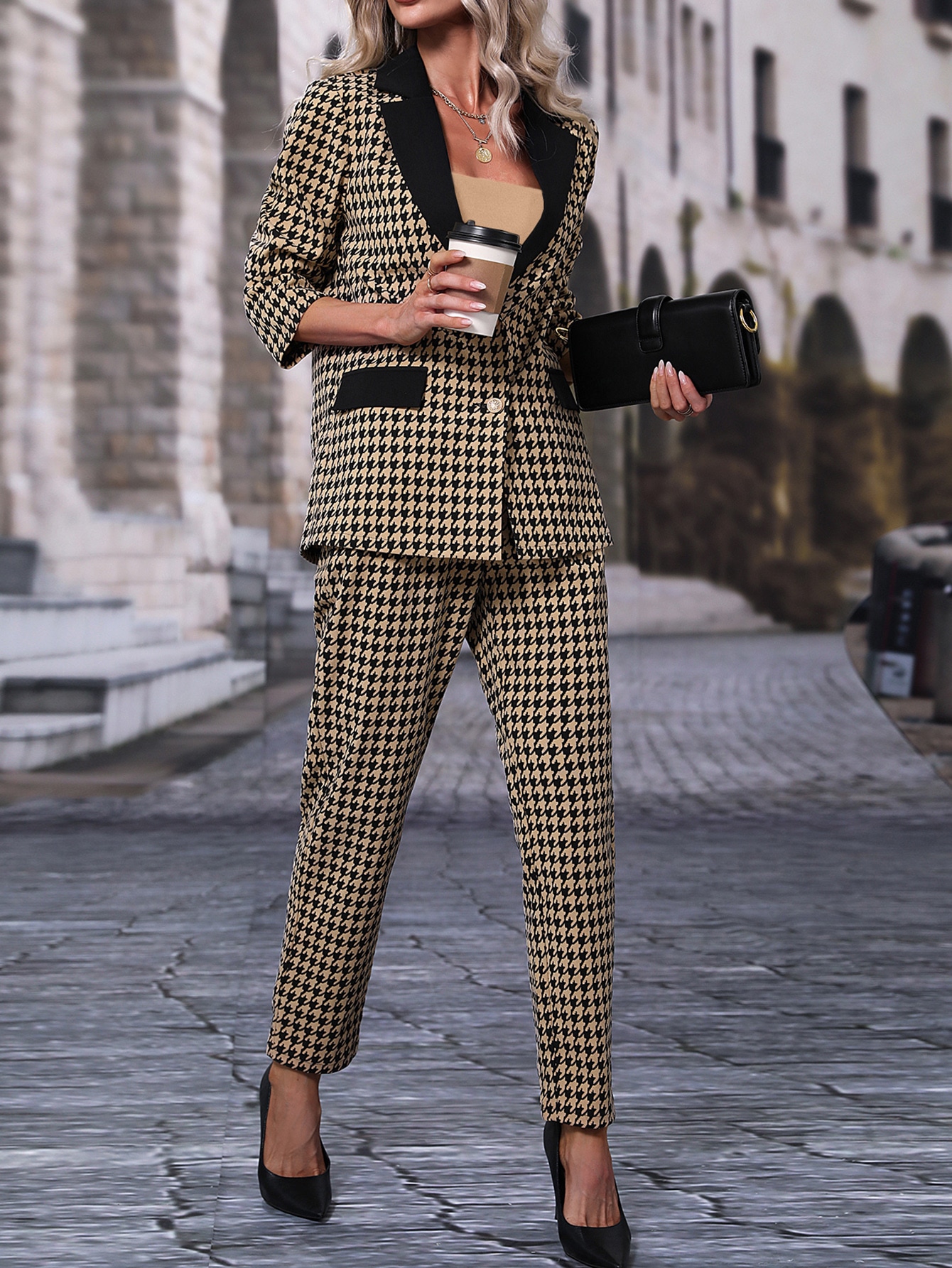 Elegant Plaid Women Pants Suits Slim Fit Celebrity Outfits Evening Party Mother of the Bride Wedding Formal 