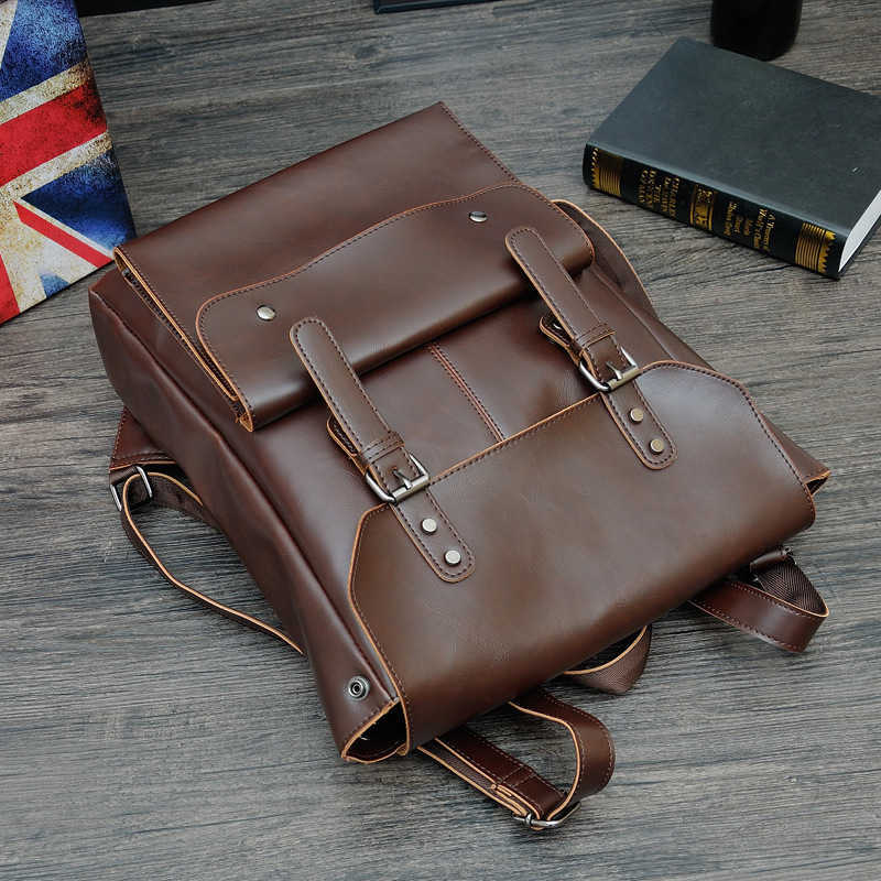 Aktetjes Business Office Laptop Backpack Men Multifunctionele schooltassen Designer Pu Leather Backbag Women Travel Bag Pack Casual 236J
