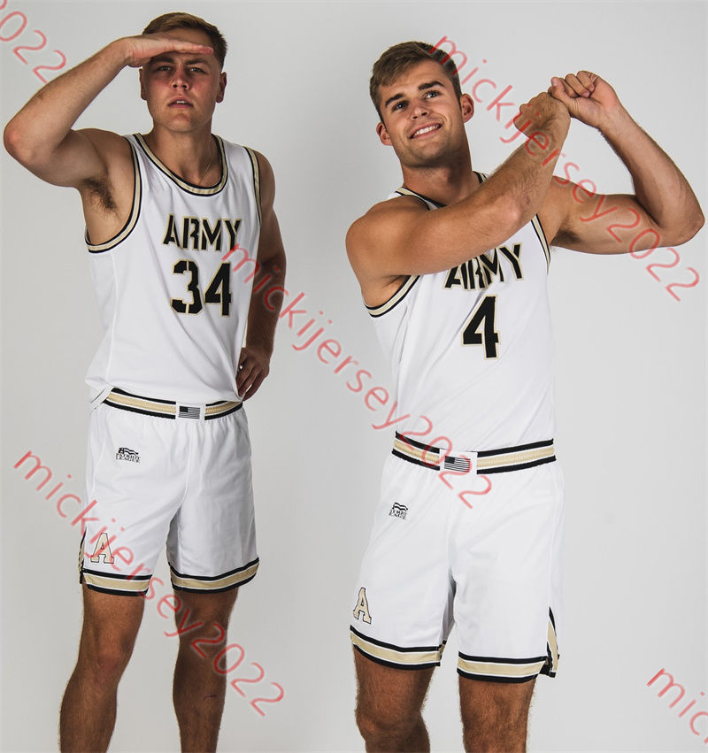 Custom Stitched Army Black Knights Basketball Jersey 4 Chris Mann Ben Jensen Jalen Rucker Zach Lezanic Kwabena Davis Jared Cross Charlie Peterson Matt  Jerseys