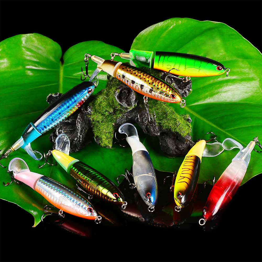 11cm 15g Pencil Fish Hook Hard Baits & Lures 6# Treble Hooks Fishhooks Mixed Propeller Plastic Fishing Gear Lo249T