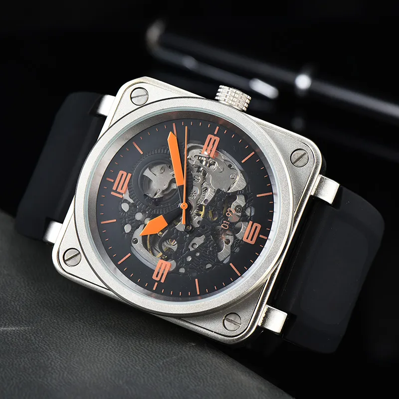 2023 new Wristwatches Men bell Automatic Mechanical Watch Brown Leather Black Rubber ross Wristwatches watch gift h2245A