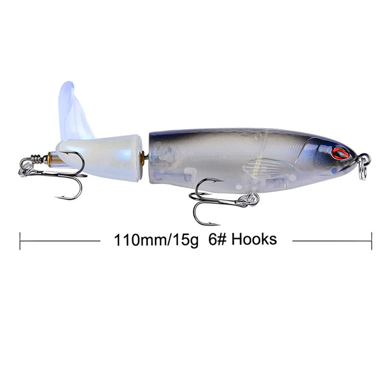 11cm 15g Pencil Fish Hook Hard Baits & Lures 6# Treble Hooks Fishhooks Mixed Propeller Plastic Fishing Gear Lo249T