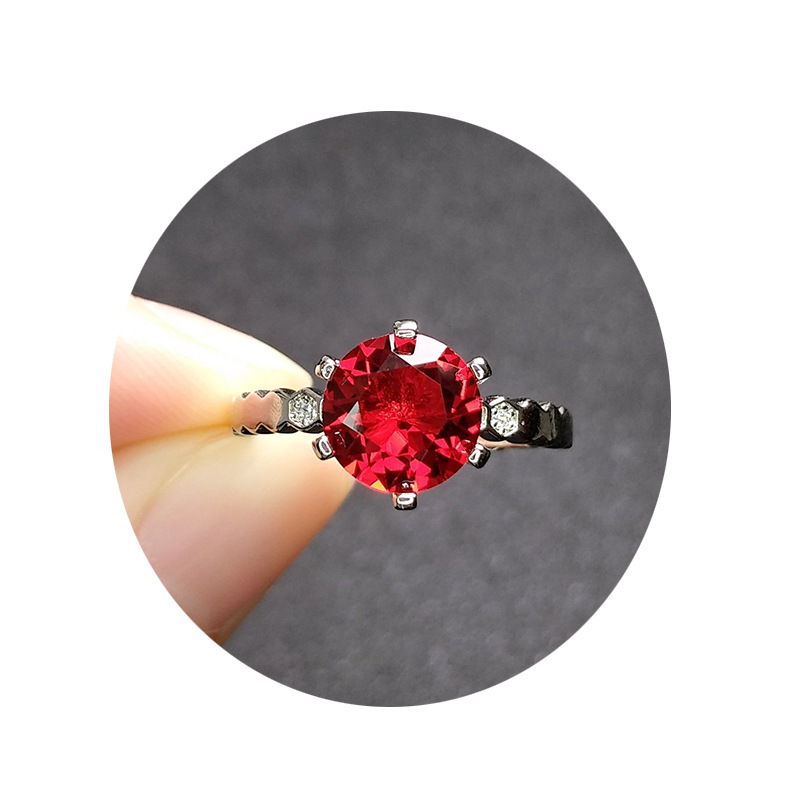 Filles classique imitation rubis plaqué or bague de mariage style européen et américain femmes cristal rouge ziircon diamant fête bijoux étudiants cadeau réglable