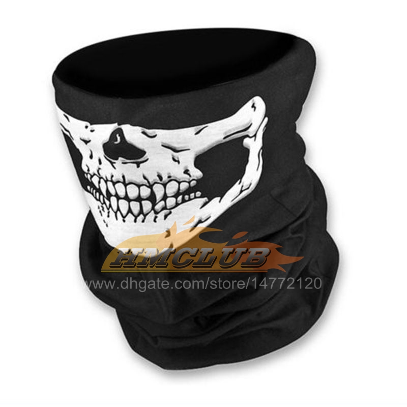 MZZ43 Festival Skull Masks Ski Skull Skeleton Bicycle Half Face Mask Ghost Scarf Multi Use Neck Ghost Half Face Mask