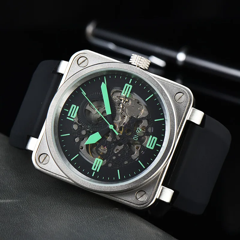 2023 new Wristwatches Men bell Automatic Mechanical Watch Brown Leather Black Rubber ross Wristwatches watch gift h2245A