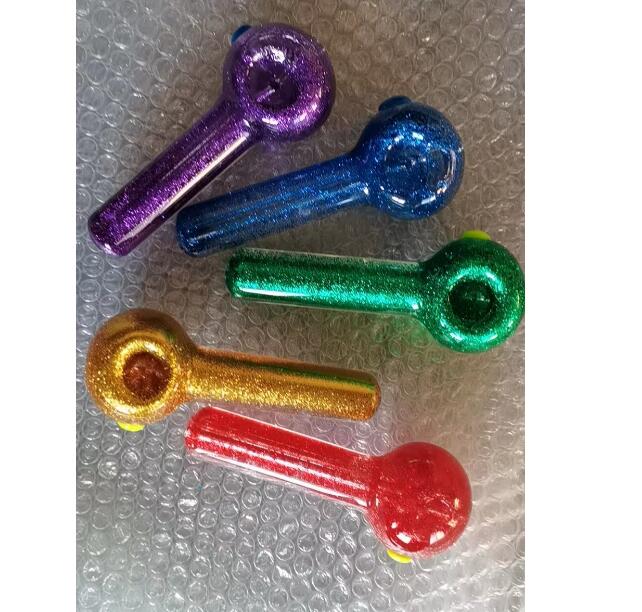 Latest Colorful Heady Glass Pipe Smoking 8 Styles Choose Hand Cigarette Oil Burner Tobacco Spoon Flower Pipes Tool Accessories