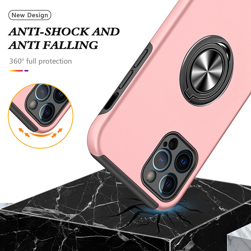 Dobrando as caixas de TPU de 360 ​​° PC dobráveis ​​para iPhone11 11Promax 12Pro PC Shell PC com tampa do suporte do anel para A12 A32 A10S A010 S21 S21PLUS Ultra A30S A11 Note20 A71 A51