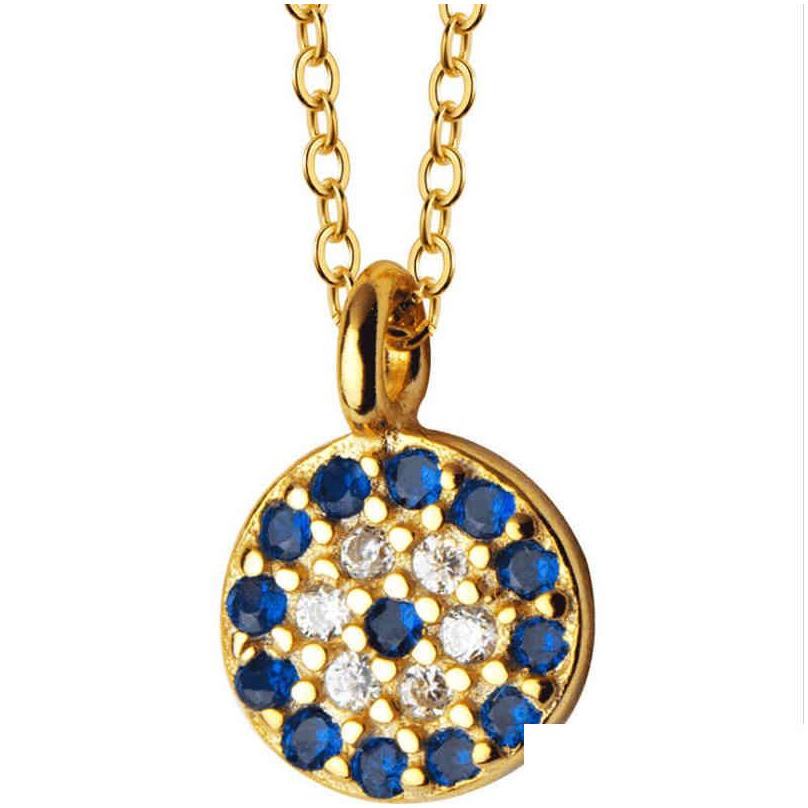 Pendant Necklaces Female Dainty 925 Sterling Sier 14K Gold Necklace Choker Circle Pave Diamond Turkey Evil Eyes Cz Drop Delivery J187f