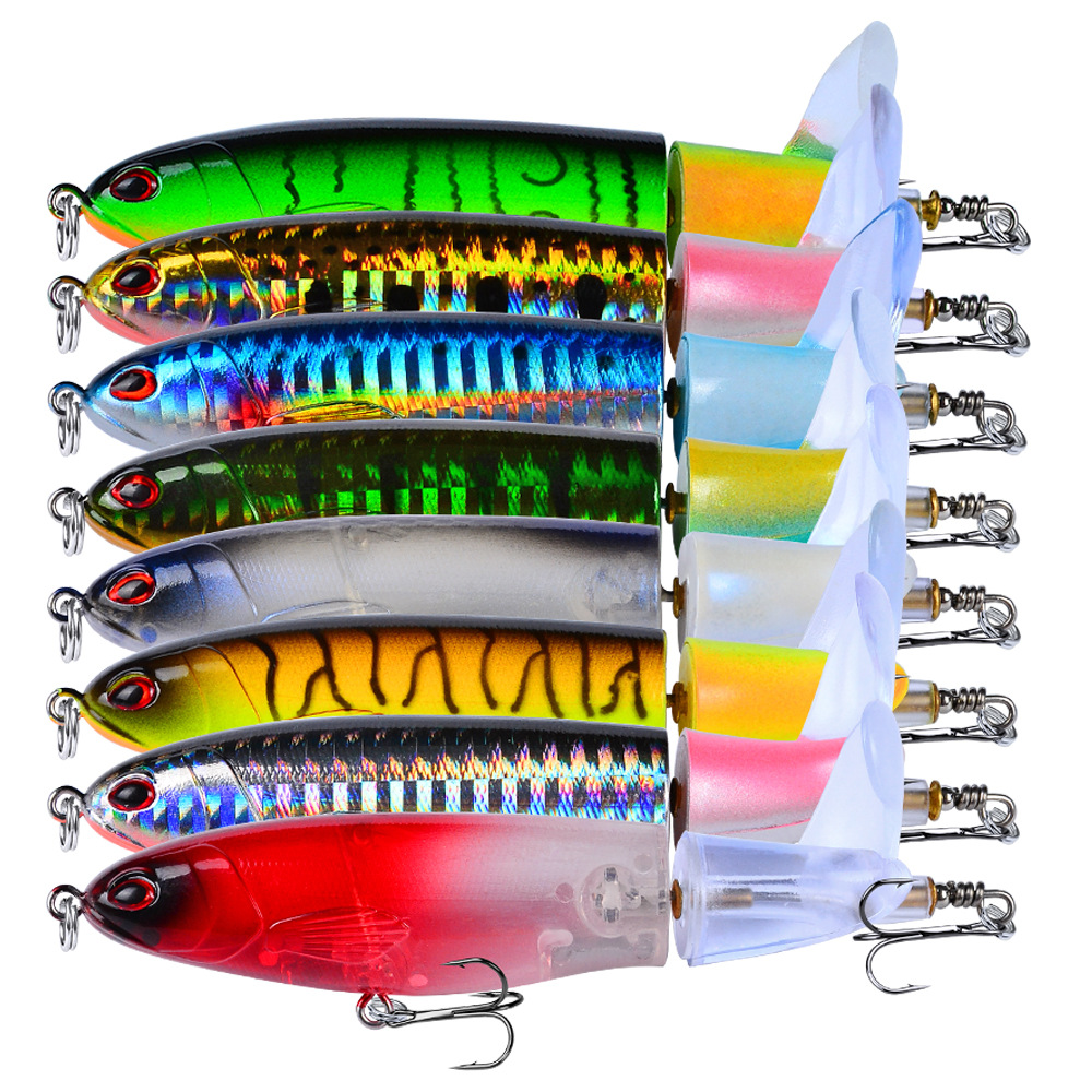 11cm 15g Pencil Fish Hook Hard Baits & Lures 6# Treble Hooks Fishhooks Mixed Propeller Plastic Fishing Gear Lo249T