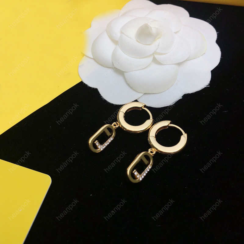 Women Gold Hoop Earings Designer Jewelry Luxurys Diamond Dangle Studs Earrings Boucle Letters Hoops F With Box New 010506R242F