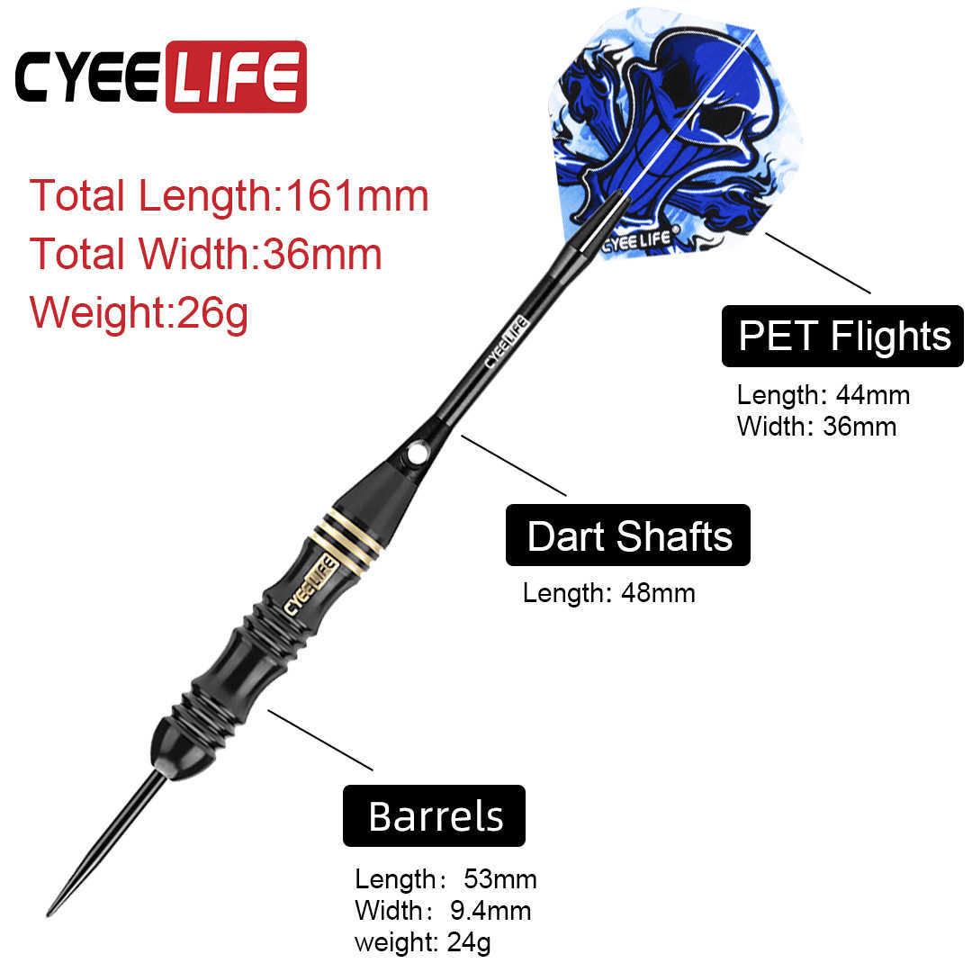 Fléchettes CyeeLife nouveau 3 pièces/ensemble 18g 20g 22g 24g fléchettes à aiguille en acier au tungstène professionnel avec vols arbres de sport pointe de fléchettes 0106