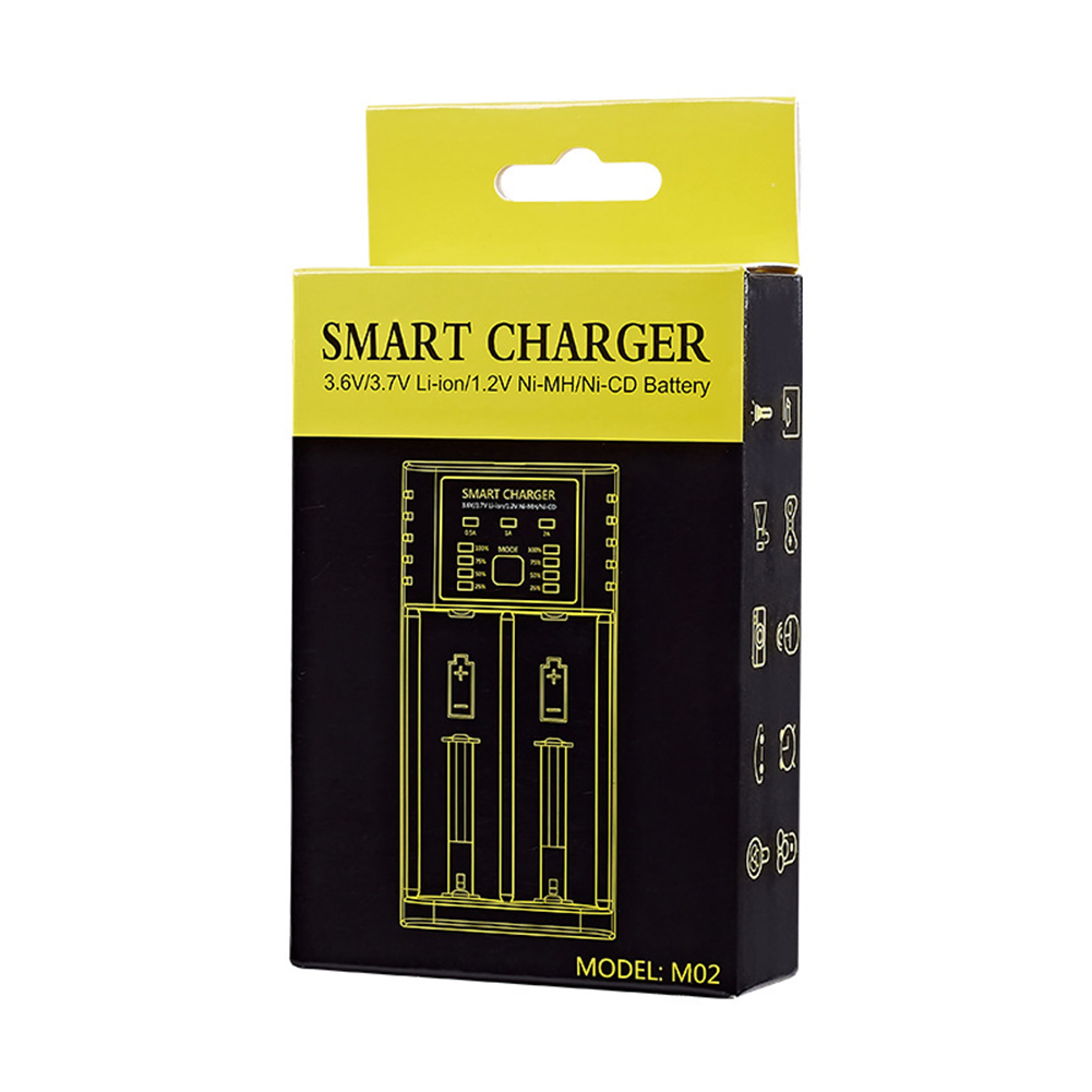 Chargeur de batterie intelligent 18650 2 4 emplacements Lithium-ion AA Ni-MH 1.2v Dua Batteriesl haute intensité 2A charge M02 M04