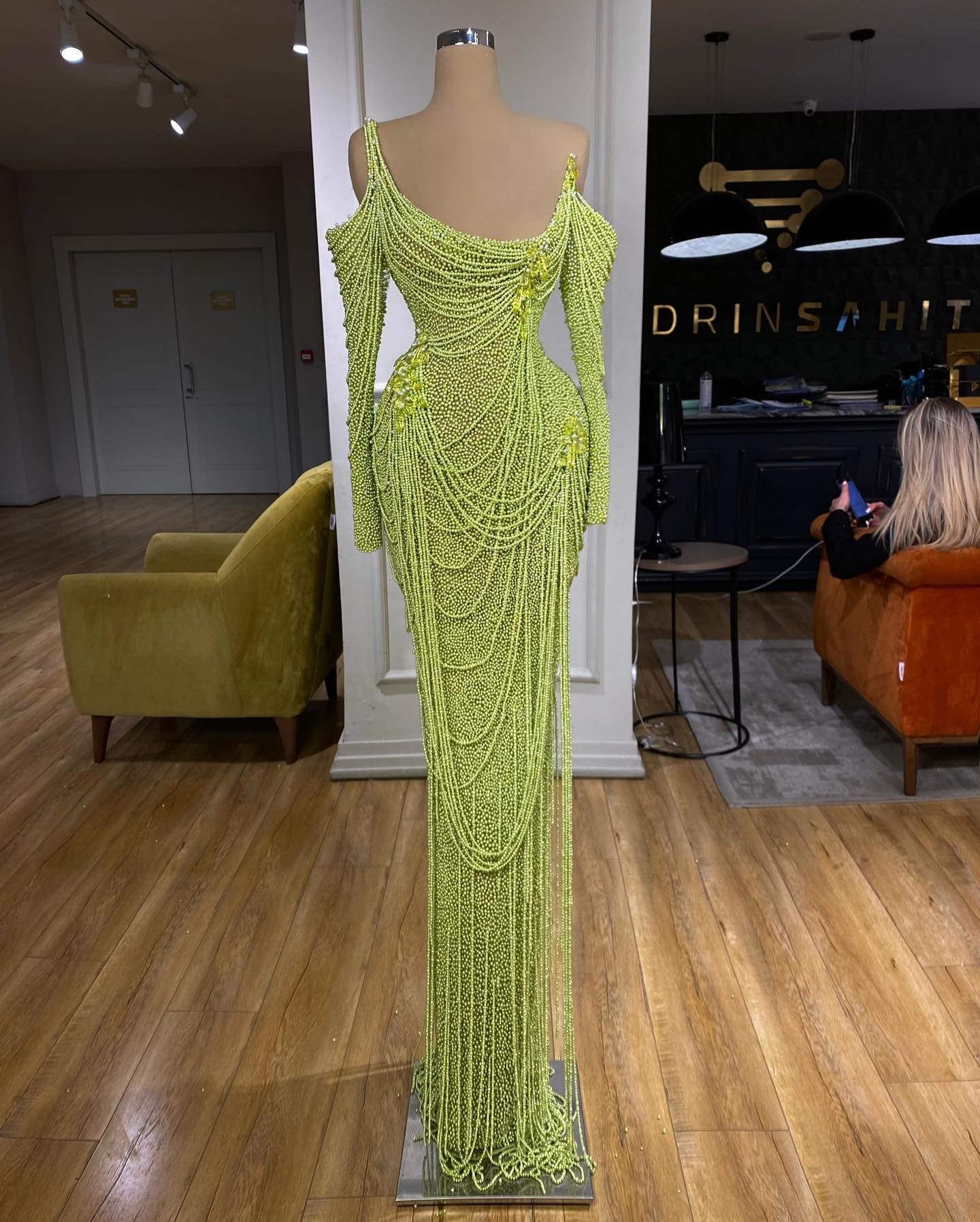 Couture avondjurk op maat maken vol kralen met lange mouwen prom -jurken op maat gemaakte speciale gelegenheid jurken