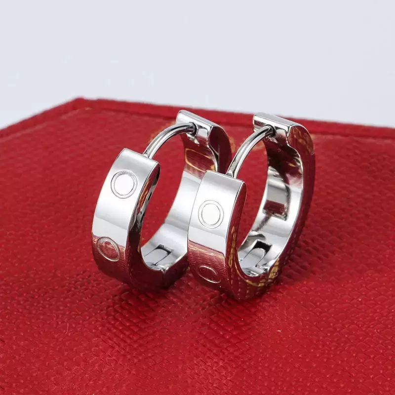 Titanium Steel Gold Hoop أقراط مسمار القرط للمرأة الرائعة الأزياء البسيطة C Diamond Ring Lady Orrings Jewelry Gift208H