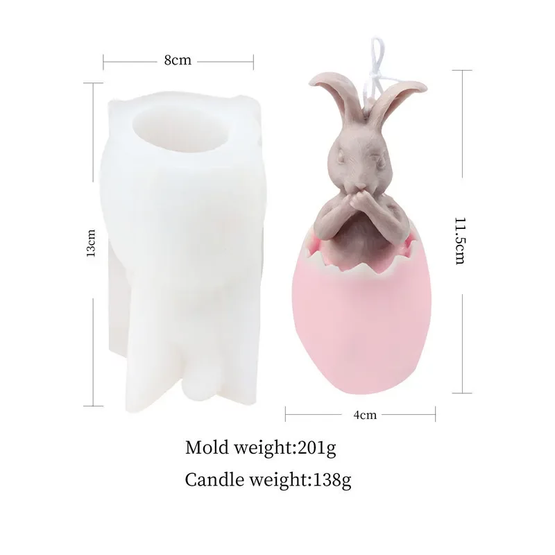 Muffa della candela del sapone del coniglio 3D fatta a mano della festa di Pasqua Stampi dell'aroma del coniglietto del guscio d'uovo di Pasqua Nuovo