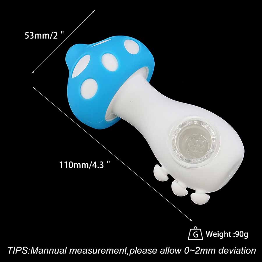Smoking Pipes Mushroom Shape Colorful Silicone Hand Pipe Bubbler Smoke Accessories Hookahs Oil with Glass Bowl