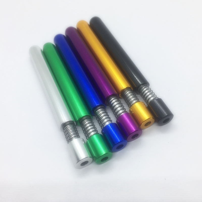 Colorful Portable Spring Telescoping Aluminium Alloy Pipes Dry Herb Tobacco Cigarette Smoking Holder Catcher Taster Bat One Hitter Pipe Dugout Case Tube