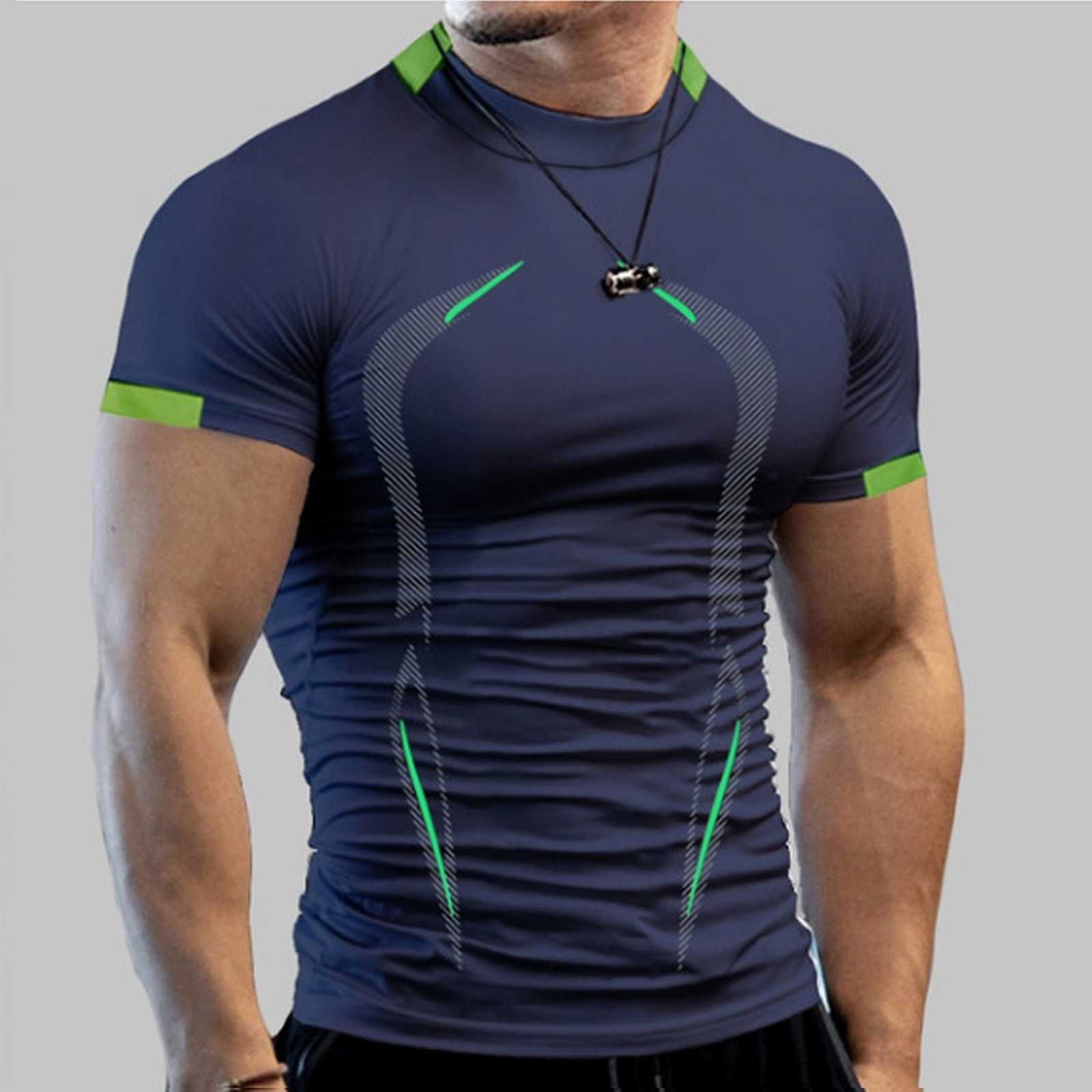 Gym Shirt Sport T-Shirts Men round neck Quick Dry Running Shirt Men Workout Tees Fitness Tops Oversized Short Sleeve T-shirt Clothes