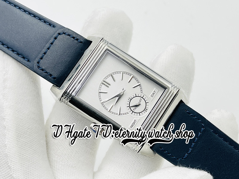 MGF Reverso Tribute Duoface mg3988482 Montre pour homme 854A/2 Mécanique à remontage manuel Double fuseau horaire Boîtier en acier Cadran bleu Bracelet en cuir Super V2 Edition montres éternité