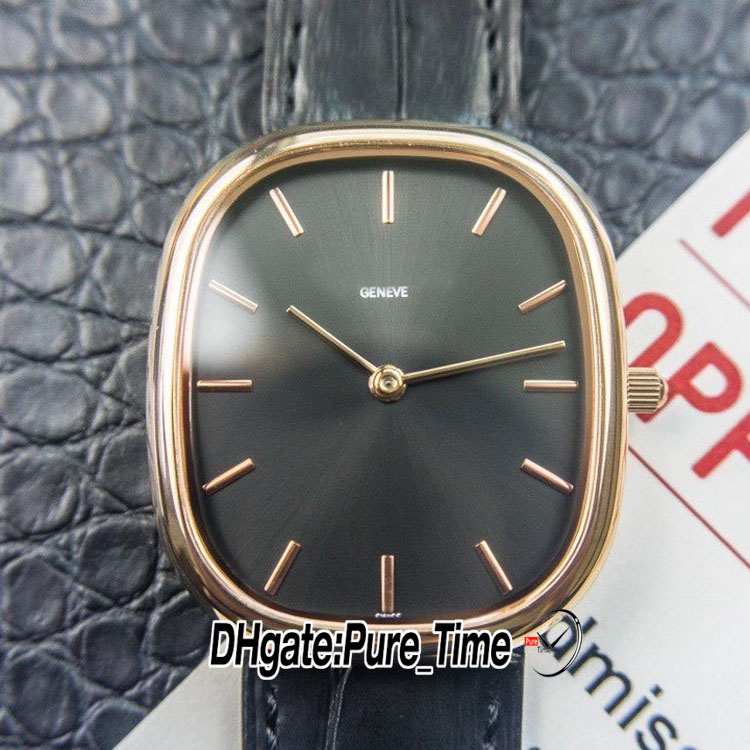 35,6 mm Golden Ellipse 9015 Orologio da uomo automatico 3738/100R-001 Quadrante marrone Cassa in oro rosa Indicatori a bastone Cinturino in pelle marrone Orologi da uomo PureTime PTPP E261E 1