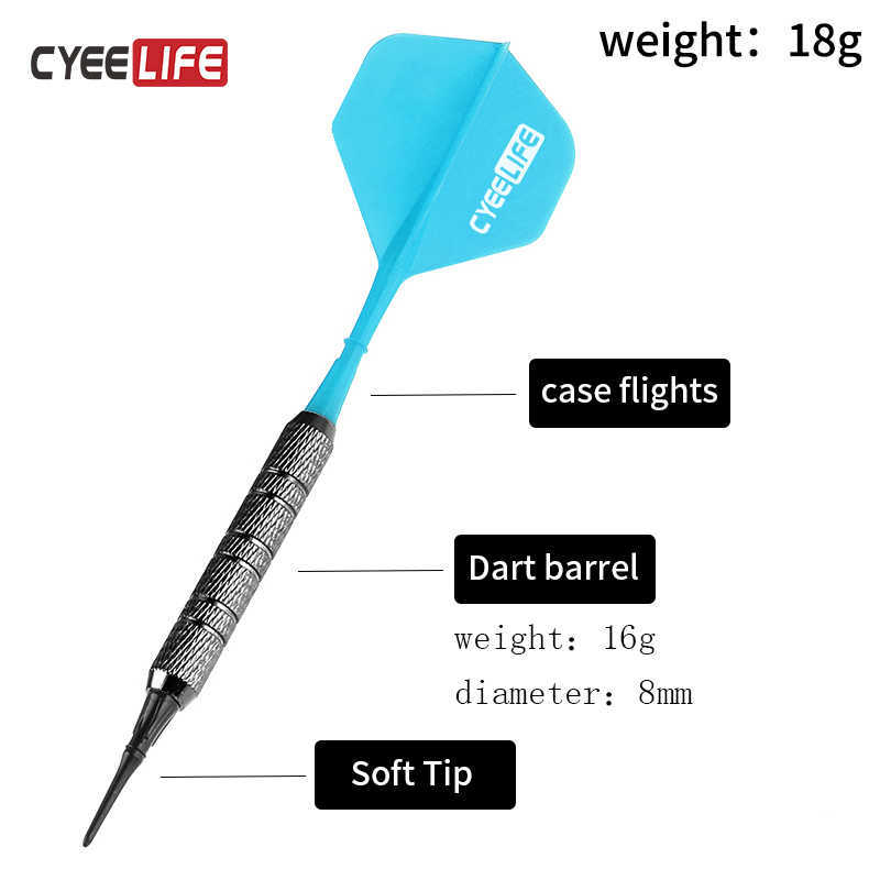 Darts Cyeelife Högkvalitativ elektronik Dart 3stSoft Tip Dart Sports Goods Assembly Dart Nylon Shafts Plastic Flights 0106