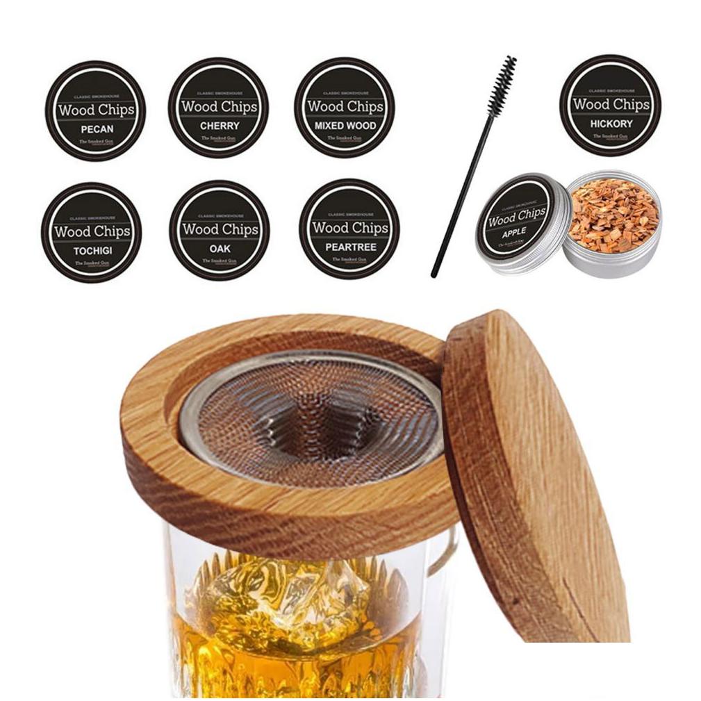 Strumenti da bar Kit fumatori di cocktail Whisky Cappa in legno affumicato in legno bevande Accessori la cucina Consegna a domicilio Sala da pranzo in giardino di casa Barw3072