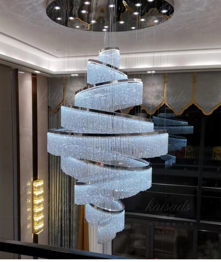 Modern stor spiral K9 Crystal Chandeliers Lights Fixture American Luxury Trairs Chandelier European Shining Hanging Lamp Home Indoor Villa Hotel Hall Droplight