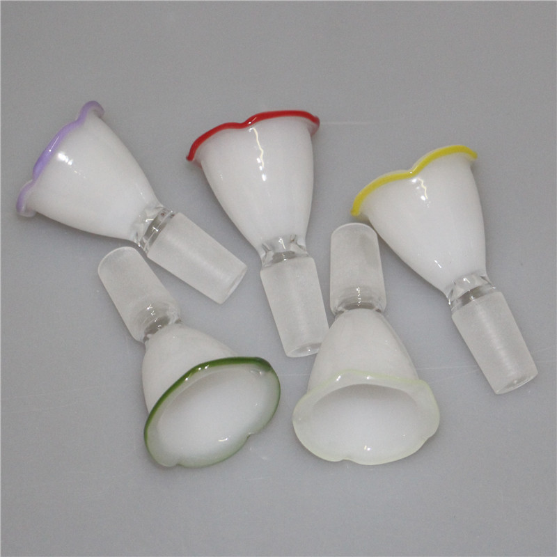 Färgglada vattenpipor Herb Slide Glass Bowls 14mm Manlig Tjock Tobakskål Hookahs Piece For Water Bongs