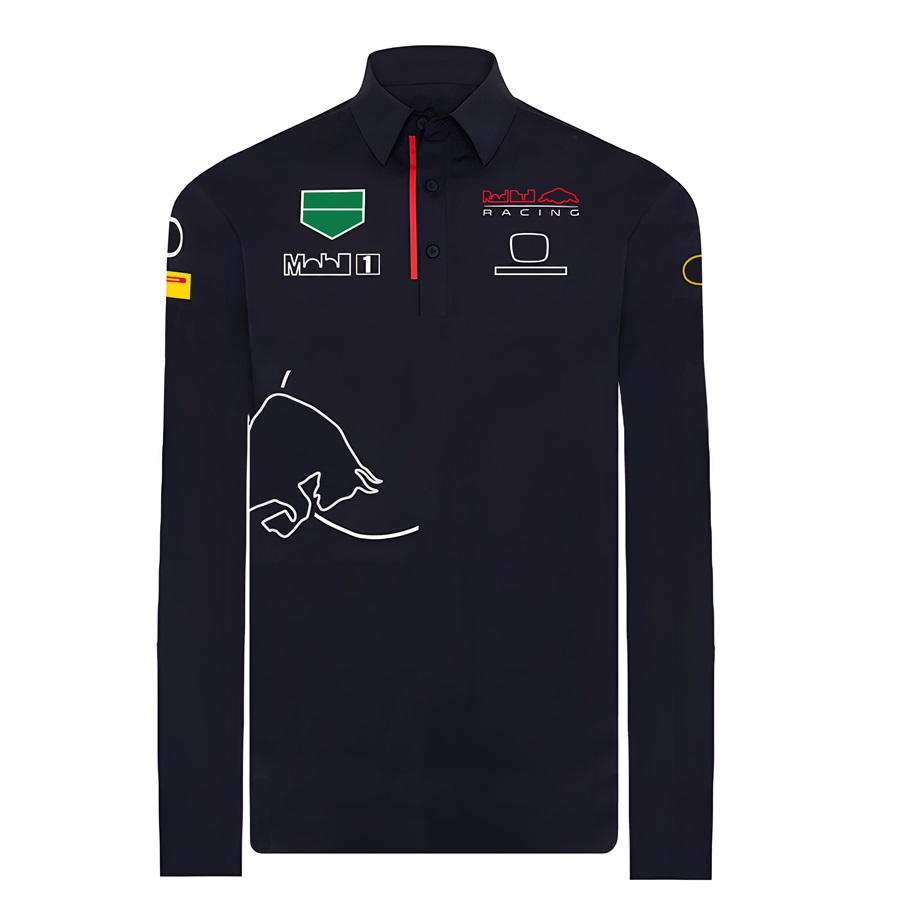 2024 F1 Modna czarna koszulka polo z długim rękawem koszulka Polo Formula 1 Mundur Racing Suit Koszulki Summer New Mens Casual Jersey