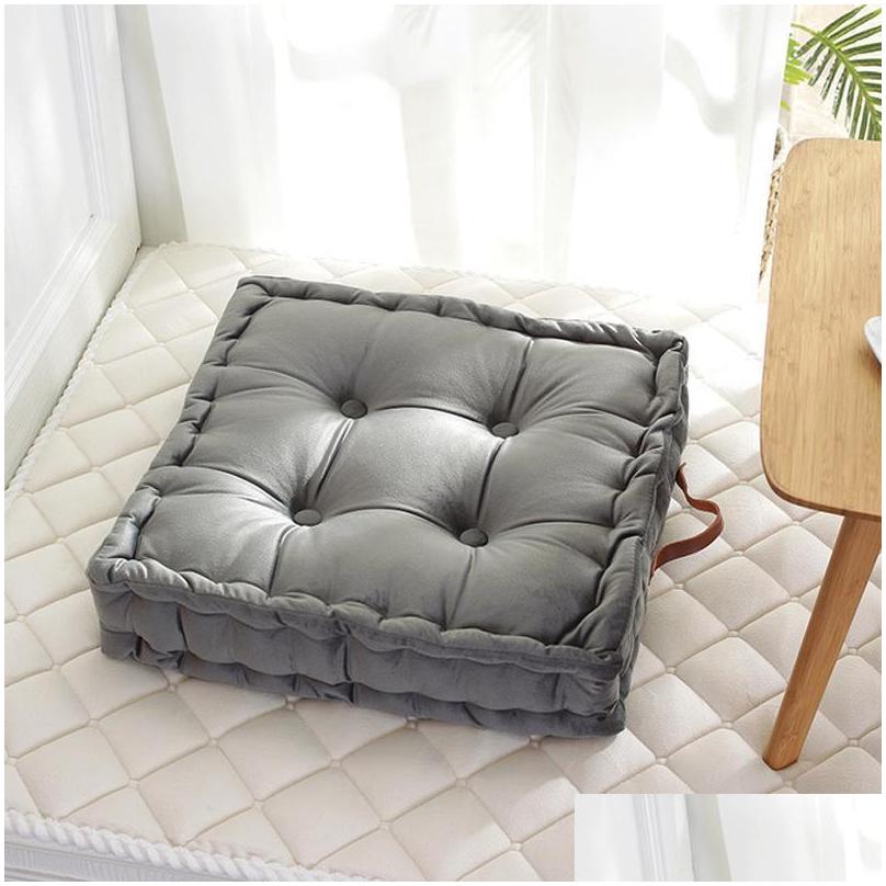 Cushion Decorative Pillow Square Pouf Tatami Cushion Floor Cushions Seat Pad Throw Japanese 42X42Cm Drop Delivery Home Garden Text283Q