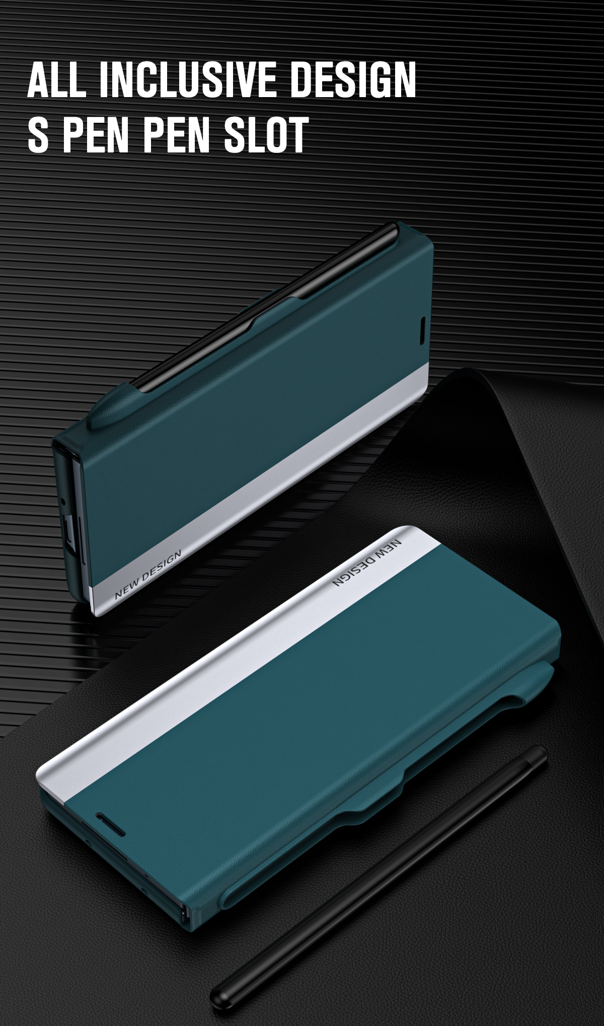 Flip Book Stand Cases For Samsung Galaxy Z Fold 2 Fold 3 Fold 4 Case Side Pen Slot Leather Protective Smart Cover