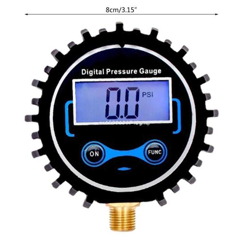 Dial Size Digital Air Pressure Gauge with 1/4'' NPT Bottom Connector Protective Boot 0-250psi Battery Powered for Car