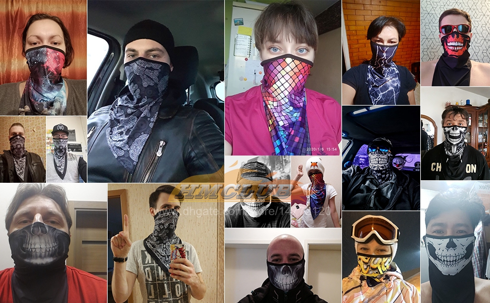 Mzz36 triangel skalle spöke balaclava motorcykel ansiktsmask täcker nacke gaiter rör halsduk moto motorcykel bandana huvudvakt pannband män