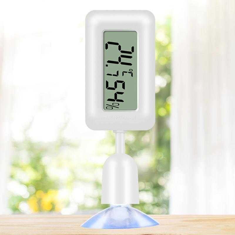ミニヒグロメーター温度計デジタル屋内湿度ゲージ吸引カップワイドメジャーレンジ360ローテーション付き
