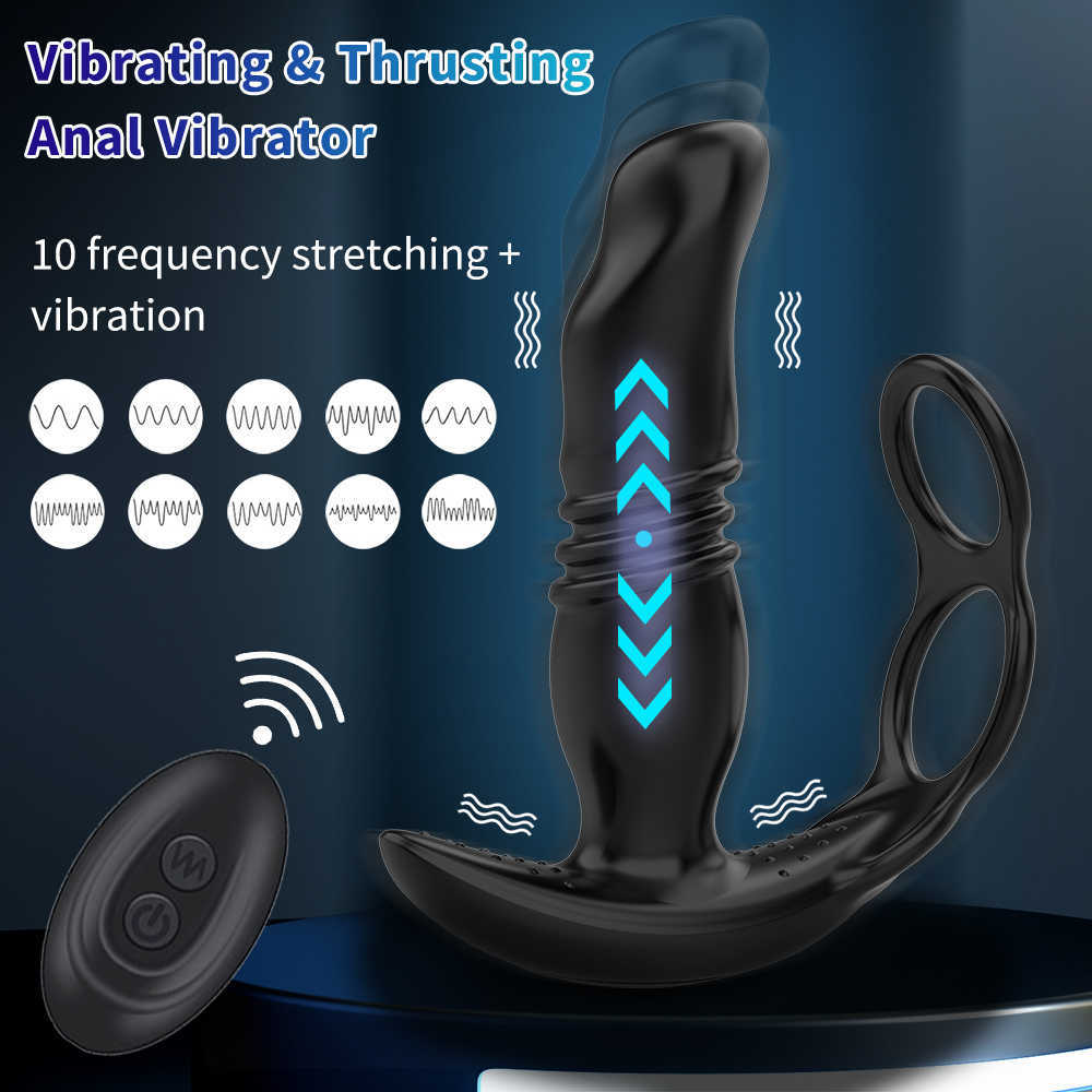 Articoli di bellezza Telescopico Vibratore anale Butt Plug APP Telecomando senza fili Massaggiatore della prostata maschile Stimolatore dell'ano Anello del pene del pene Giocattoli sexy gli uomini