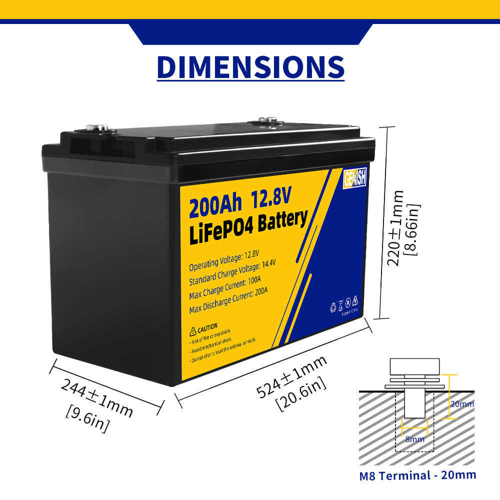 Wiederaufladbare 12V 200Ah Lifepo4-Batterie Deep Cycle Lithium-Eisenphosphat-Solarzelle für 12V 24V 48V Boot Golfwagen RV Gabelstapler