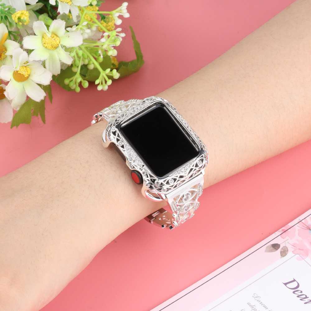 Luxury Diamond Strap for Apple Watch Band Ultra 49mm Fashion Women Gift 41mm 45mm 40mm 38mm IWatch Series 8 7 6 SE 5 4 3 Band 42mm 44mm rostfritt stålarmband
