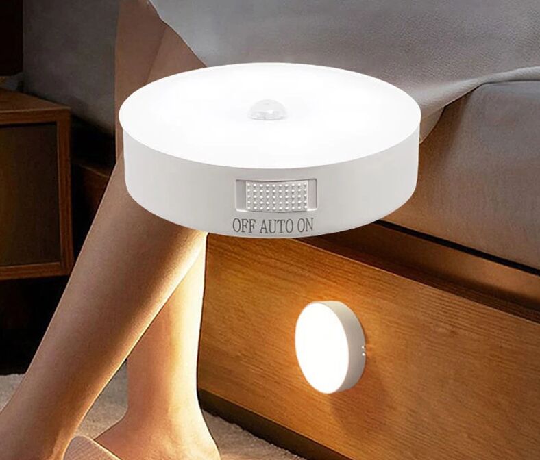 Novo sensor de movimento Light Night Night Light Bedroom Decor sem fio Lâmpada de parede LED para escadas de cozinha Armário de armário de corredor Armário de armário